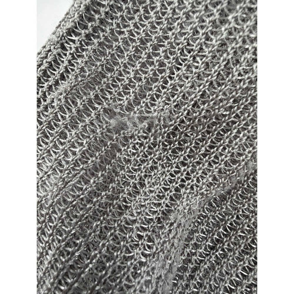 Max Studio Silver Metallic Mesh Tiered Ruffle V-Neck Dress Small Fairy - Picture 8 of 8